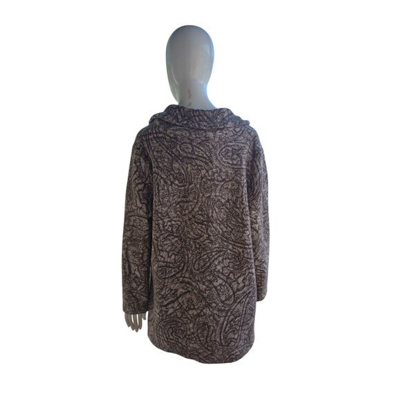 J.Jill Women's L Mocha Textured Paisley Pure Jill Curved Front Printed Cardi - Picture 5 of 12